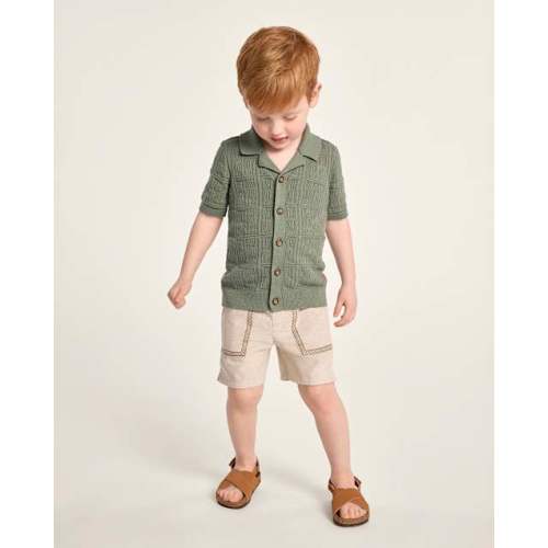 Boys Stitched Linen-Blend Pull On Shorts - Amalfi Coast - Tan