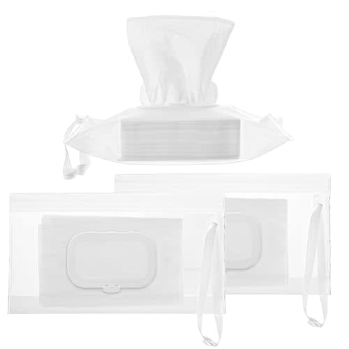 JJUNW 3 PCS Baby Wipes Dispenser Holder, Portable Reusable Wipes Pouch Waterproof & Dustproof Refillable Baby Wet Wipes Pouch Container Wipe Travel Case Keeps Wipes Fresh