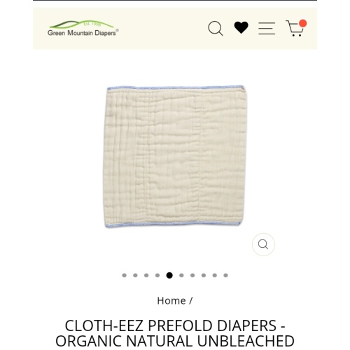 Cloth-eez Prefold Diapers - Organic Natural Unbleached - Intermediate