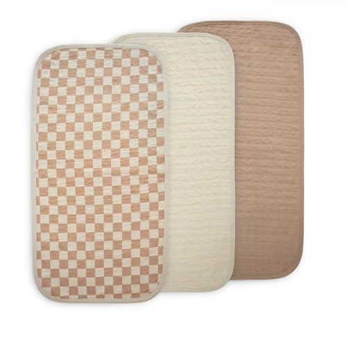 mushie Waterproof Changing Pad Liners | 100% Organic Cotton | Set of 3 (Check Combo)