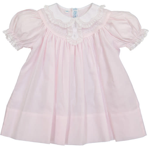 Newborn Pink Scalloped Lace Collar Dress | Feltman Brothers