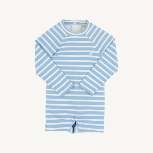 The Beaufort Bonnet Co. Price Pool Romper (UPF 35+) - Sarasota Sky Stripe
