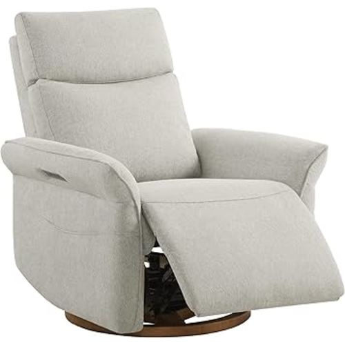CHITA Power Recliner Chair, Electric Triple-Motor Swivel Glider Nursery Rocking Chair with Adjustable Power Headrest and Lumbar Support, GREENGARD Gold Certified, Solid Wood Base, Crockery Grey