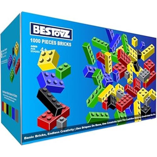 1000 Pieces Building Blocks, Bulk Classic Building Bricks Toy, Big Box of Basic Bricks, Compatible with Major Brands, Educational Construction Toys & Gifts for Kids 4+