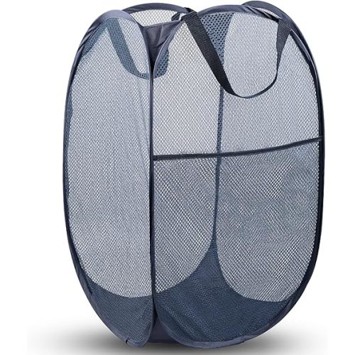 Pop Up Hamper, 1 PCS Mesh Pop Up Laundry Hamper, Foldable Mesh Laundry Basket with Space-Saving Design for Home, Dorm, Travel & Storage - Blue