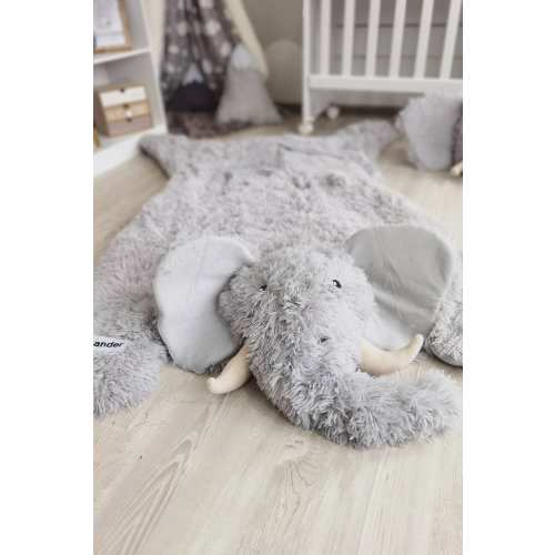 Personalized Elephant Plush Rug, Custom Nursery Animal Mat, Soft Baby Playmat, Grey Elephant Nursery Decor, Unique Child's Room Accessory