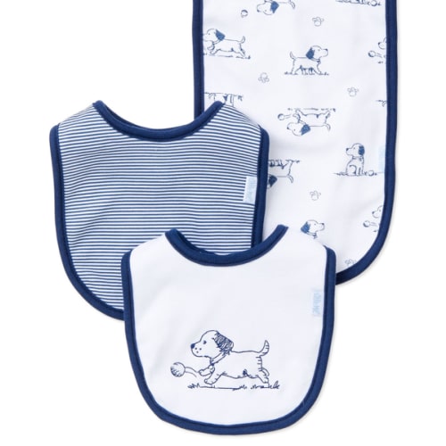 Puppy Toile Bib & Burp Set