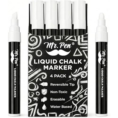 Mr. Pen- Liquid Chalk Marker Pen, 4 Pack, 8x Labels