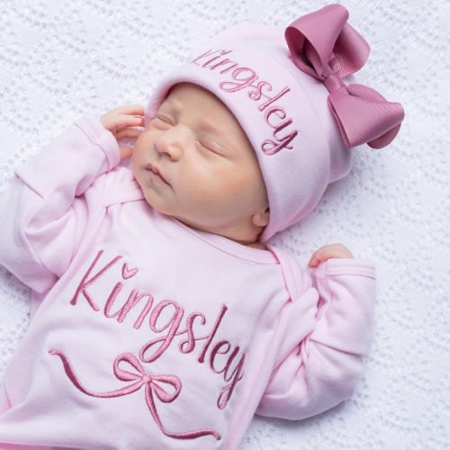 Baby Girl Clothes Baby Girl Coming Home Outfit Newborn Baby Girl Clothes Custom Gift For Baby Girl Personalized Outfit Newborn Hat