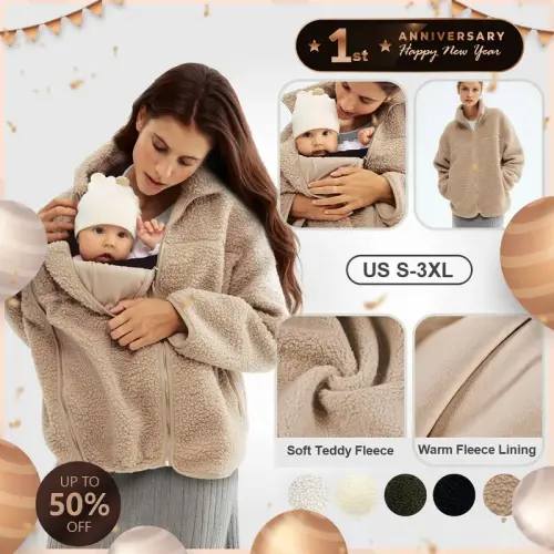 Pwest MAMA Women Before & After Babywearing Fleece Jacket Soft - TikTok Shop