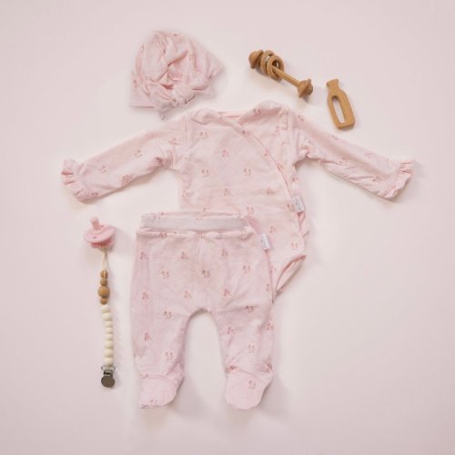 RUFFLE CUFF LONG SLEEVE ONESIE OUTFIT BUNDLE in Bamboo Cotton