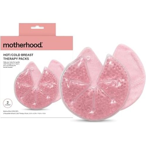 Motherhood Maternity Breast Therapy Packs for Breastfeeding – Hot & Cold Gel Packs for Engorgement, Plugged Ducts & Mastitis Relief, Reusable, Fits Pump Flanges, 2 Pack