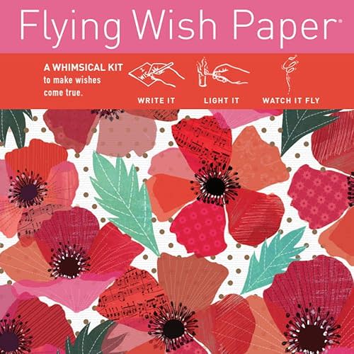 FLYING WISH PAPER POPPIES - Write it, Light it, Watch it Fly - Perfect Little Gift Wish Paper - 5" x 5" - Whimsical Mini Kit