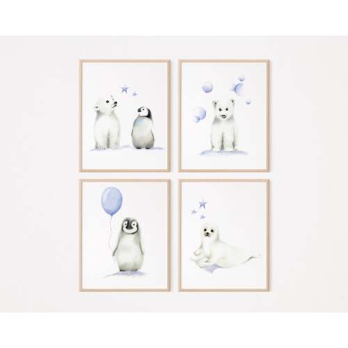 Arctic Friends Art Prints - Set of 4