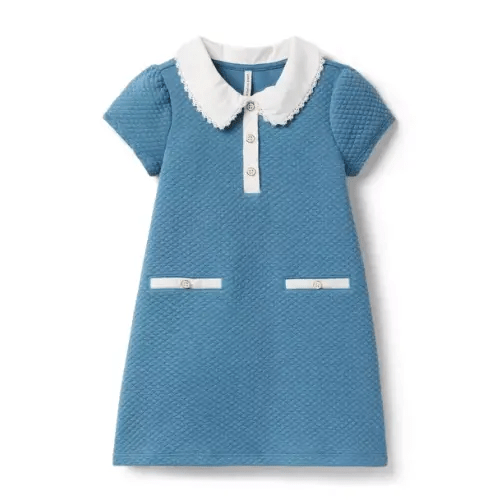 Girl Faded Indigo Quilted Collared Dress by Janie and Jack