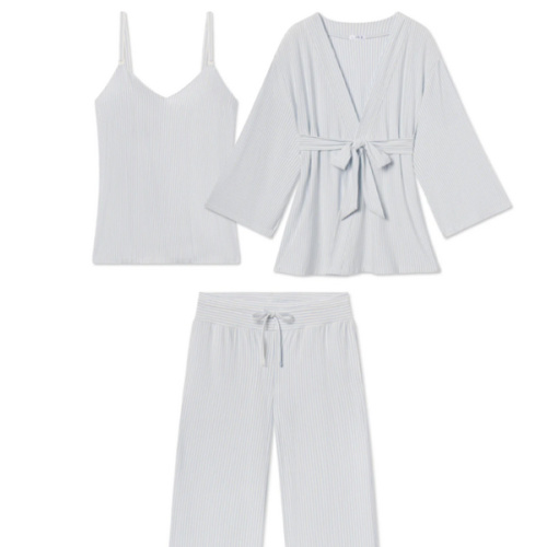 LAKE | Women | DreamModal® Pajamas | Salt Spray Pencil Stripe Maternity Kimono Bundle