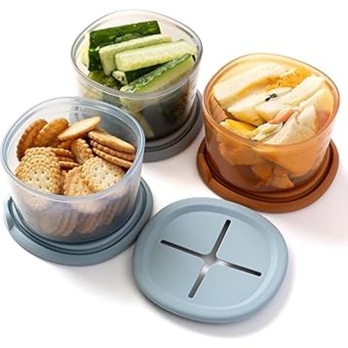 Moonkie Silicone Snack Containers for Kids | 8 oz Baby Food Storage Containers with Airtight Lids and A Snack Lid | Baby Food Jars | BPA Free | Freezer & Dishwasher Safe | 3 Pack