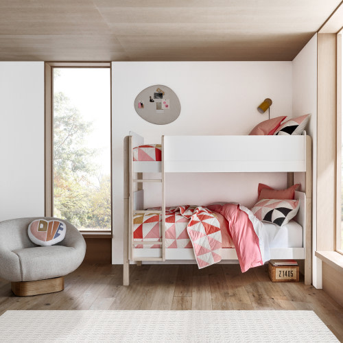 babyletto TipToe Convertible Bunk Bed - White / Washed Natural