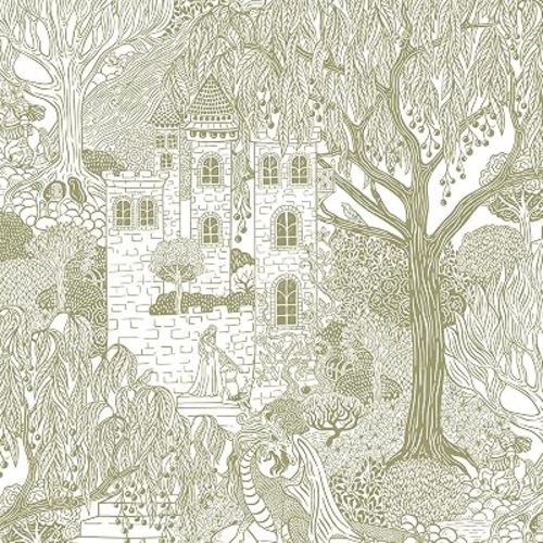 Toile Wallpaper Peel and Stick, Fairytale, Forest, 78.7" x 17.3" | Self Adhesive, Removable, Nursery Wallpaper for Bedroom, Castle, Cottage Contact Paper for Walls, Neutral, Easy to Install