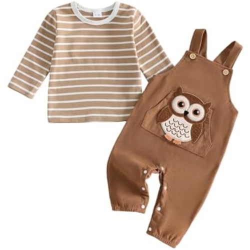 Kavousa Newborn Baby Boy Fall Winter Clothes Shrit Overall Pants Set Outfit