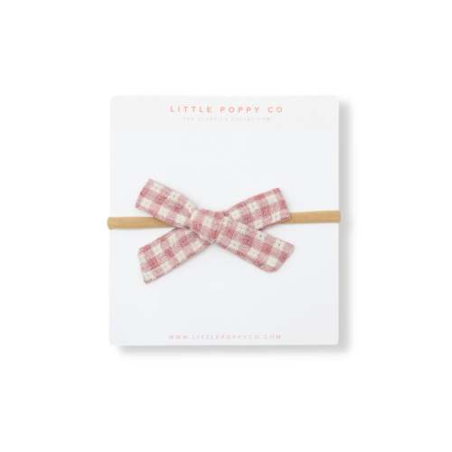 Pink Gingham Headband Bow