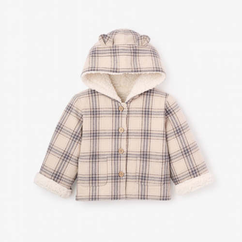 Neutral Plaid Sherpa Lined Reversible Jacket GRAY / 6-9M