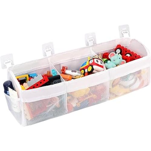 Soporte de almacenamiento de juguetes de baño para bañera, almacenamiento de juguetes de bañera con gran apertura y 3 compartimentos, organizador de juguetes de baño de gran capacidad para