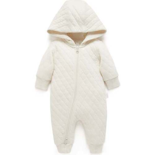 Quilted Hooded Coverall Wheat Melange - Purebaby | Maisonette