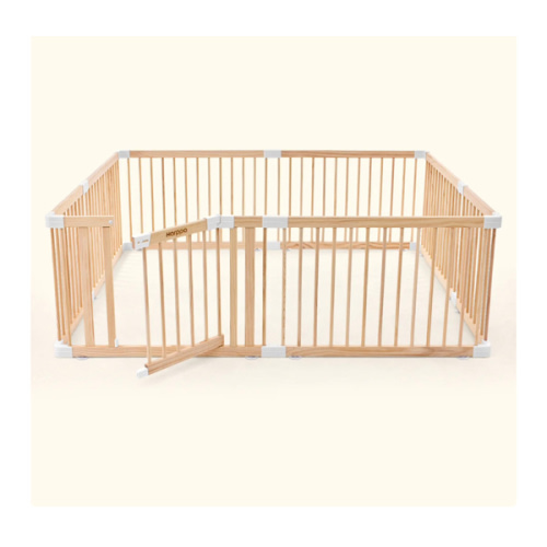 HARPPA Wooden Baby Gate Playpen | Non-Toxic Foldable DIY Adjustable Play Yard for Infants & Toddlers – Natural Finish Baby Fence for Small & Large Spaces