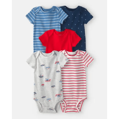 Baby 5-Pack Nautical Multipack Bodysuits - Red/White/Blue | Carter's