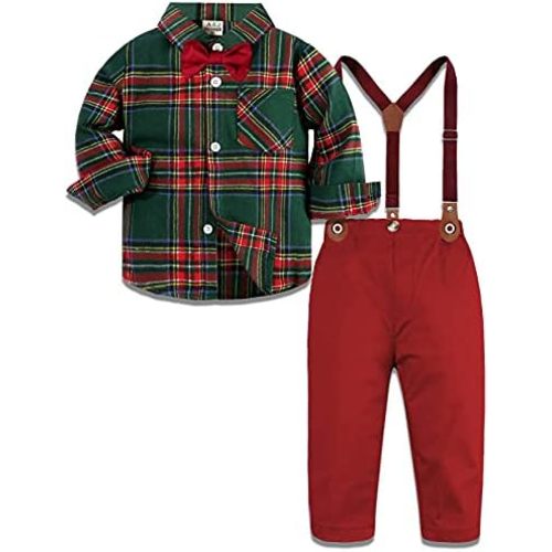 A&J DESIGN Toddler Suit Boys Baby Wedding Dress Clothes Kids Formal Outfit Set with Suspender