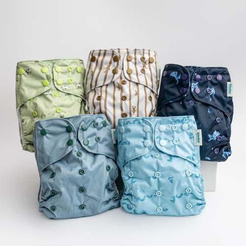 Kinder Cloth Diaper Co. (Cheerful Creatures, 5-pack, Inserts Not Included)