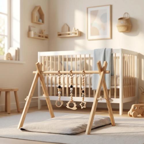Wooden Baby Play Gym, foldable baby gym frame