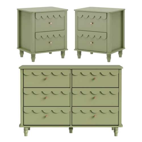 Lace Trim 6-Drawer Dresser with Nightstand Kids' Bedroom Dream Storage