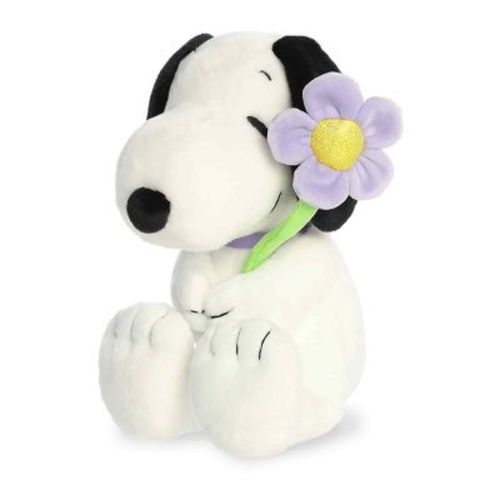 Aurora Small Snoopy Peanuts Adorable Stuffed Animal Purple Flower 9"