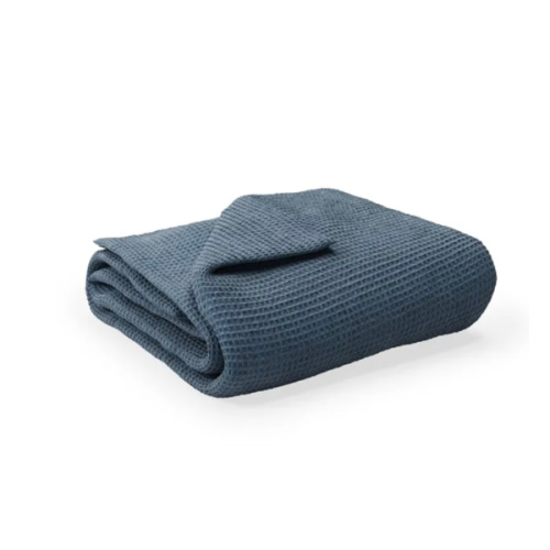 Organic Waffle Baby Blanket in Mineral Blue