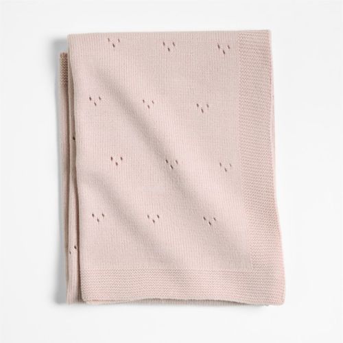 Pointelle Knit Mauve Rose Organic Cotton Baby Stroller Blanket
