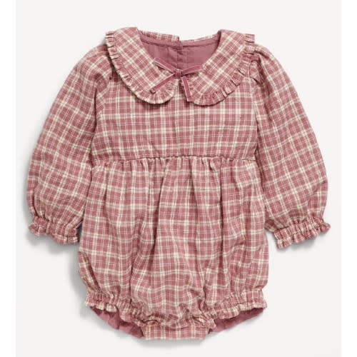 Long-Sleeve Ruffled Collar One-Piece Romper for Baby