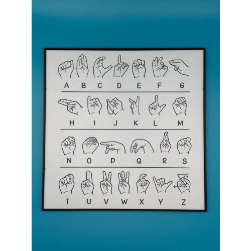 ASL Alphabet Sign Language Wall Art – 8” x 8” 3D Printed Decor