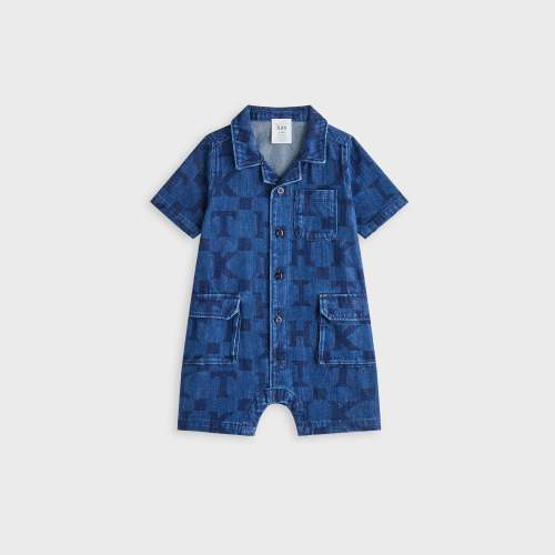 Kith Baby Monogram Denim Belmont Shortall - Stoerm Mid Wash