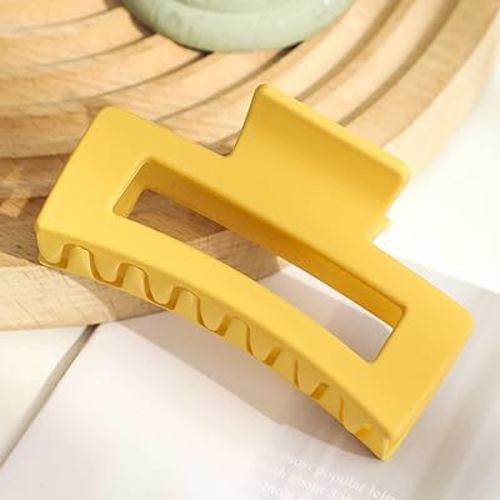 Square Frosting Claw Clips,Big Hair Clips Nonslip Matte Barrettes Thin Thick Short Hair for Women&Girls (Yellow)