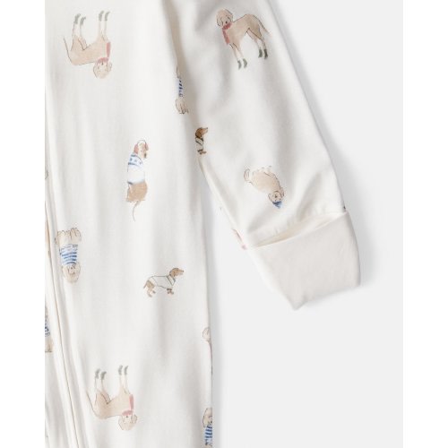 Baby Dog Print PurelySoft Snug Fit Sleep & Play Pajamas - White - Carter's | Carter's