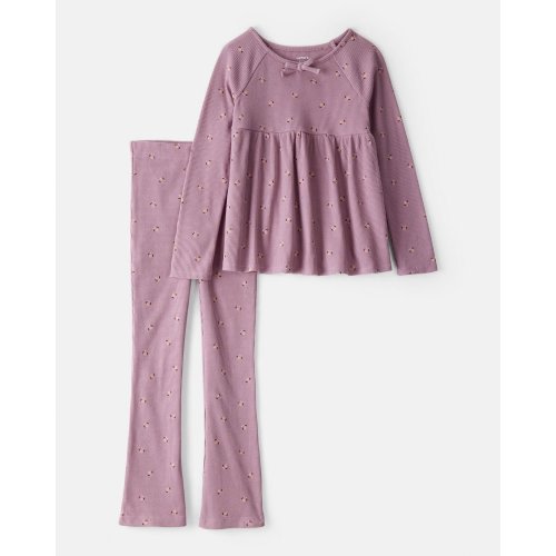 Girls Thermal Fashion Top & Flared Pant Set - Purple | Carter's