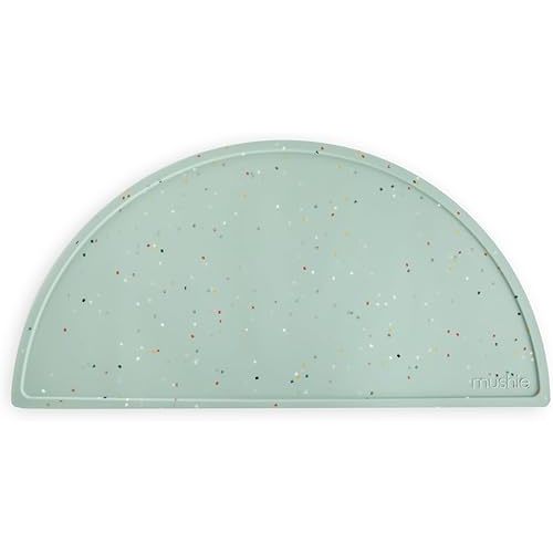 mushie Silicone Placemat for Kids | BPA-Free Non-Slip Design (Cambridge Blue Confetti)