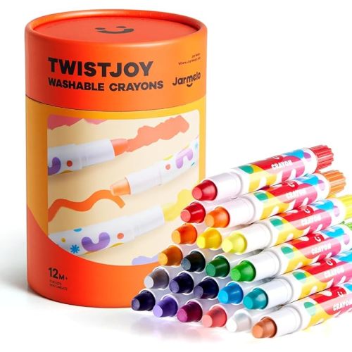 Jar Melo Jumbo Crayons for Toddlers, 24 Colors TwistJoy Washable Crayon | Ultra-Silky, Non-Toxic, Easy to Hold, Safe for Babies, Children's Gift, Back to School