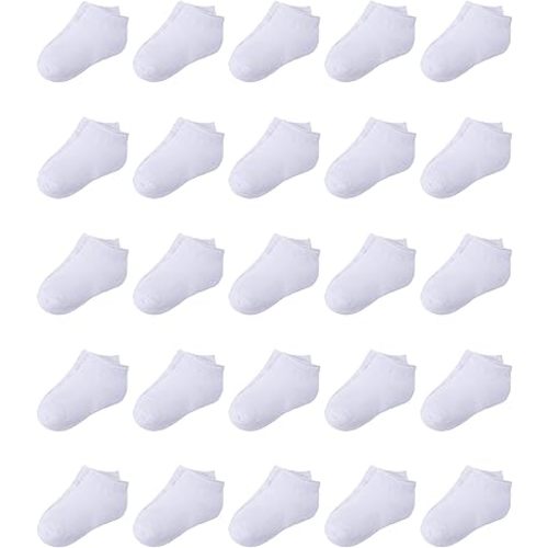 Duufin 25 Pairs Toddler Socks Kids Low Cut Ankle Socks Half Cushion Low Rise Sock for Toddlers Boys Girls