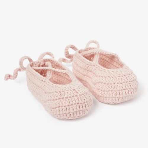 Pink Ballerina Hand Crocheted Baby Booties