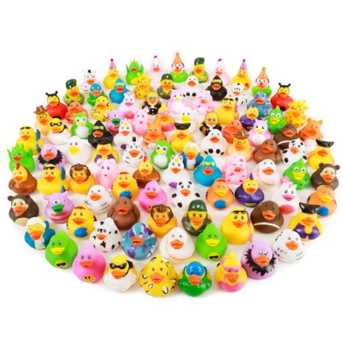 XY-WQ 100 Pack Rubber Duck for Jeeps Ducking, Baby Bath Toy Assortment | 2.3 Inch Bulk Floater Duck for Kids - Party Favors, Birthdays, Bath Time, and More (50 Varieties)