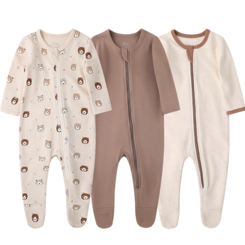 O2 BABY Baby Boys Girls Organic Cotton Zip-Front Sleeper Pajamas, Footed Sleep 'n Play