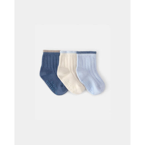 Baby 3-Pack Ankle Socks - Blue/Ivory | Carter's